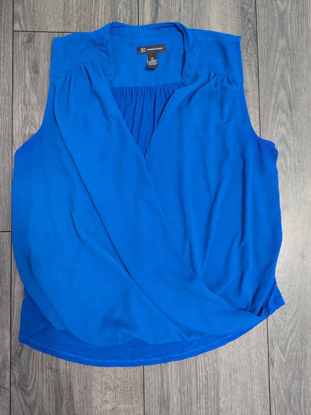 INC International Concepts Sleeveless Draped Surplice Top - Royal Blue